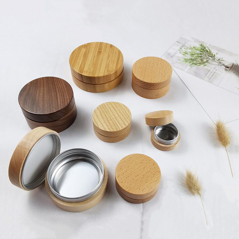 Natural Wood Cream Jars